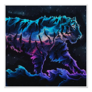 Abstracte Tiger Conceptual Ink Art in Alcoholverf Perfect Poster