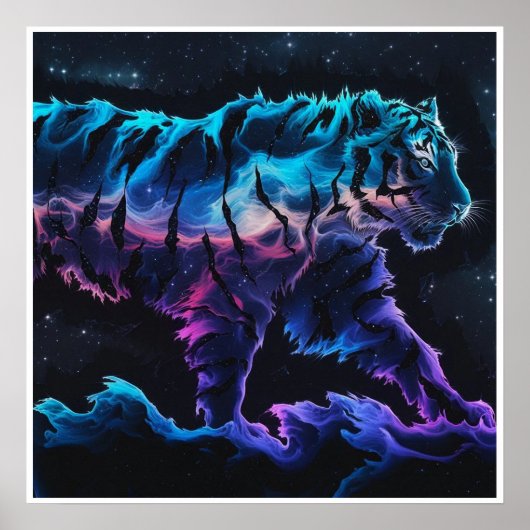 Abstracte Tiger Conceptual Ink Art in Alcoholverf Poster (Voorkant)