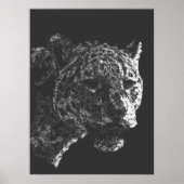 abstracte Tiger Head Face Fine Line Art Poster (Voorkant)