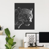 abstracte Tiger Head Face Fine Line Art Poster (Thuiskantoor)