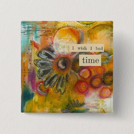 abstracte tijdknop vierkante button 5,1 cm (Voorkant)