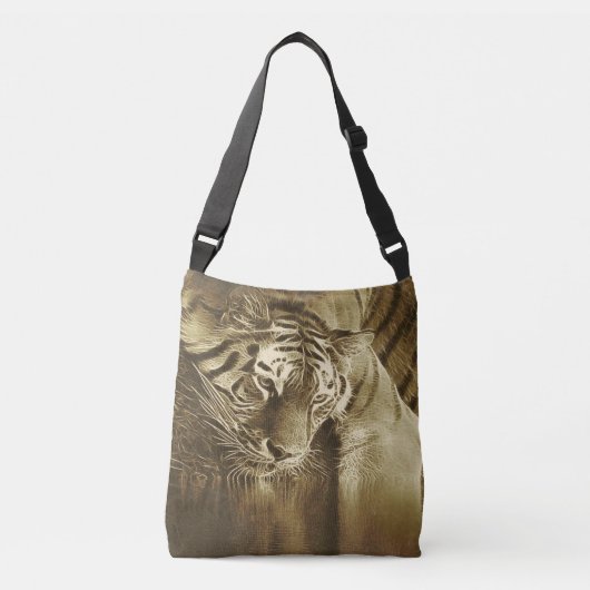 Abstracte tijger - Vintage Crossbody Tas (Voorkant)