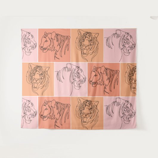 Abstracte tijgerkop wandkleed (Voorkant (horizontaal))