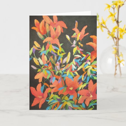 Abstracte tijgerlelie-briefkaart kaart (Gele Bloem)