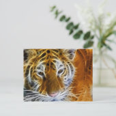 Abstracte tijgerportret fractale kunst briefkaart (Staand voorkant)