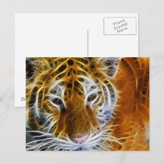 Abstracte tijgerportret fractale kunst briefkaart (Voorkant / Achterkant)