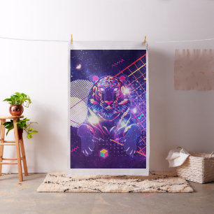 Abstracte tijgerretro kosmische vormgeving stof