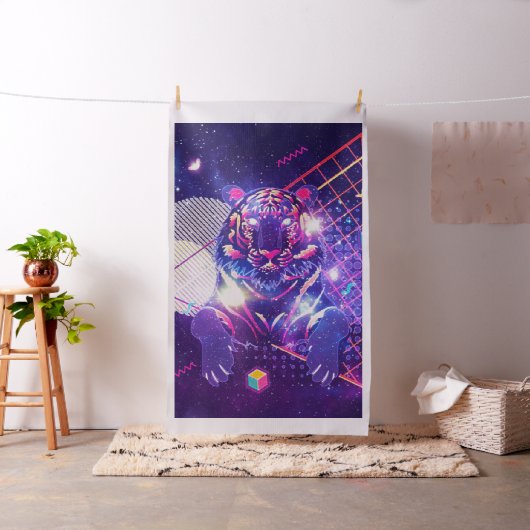 Abstracte tijgerretro kosmische vormgeving stof (Voorbeeld)