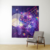 Abstracte tijgerretro kosmische vormgeving wandkleed (In situ)