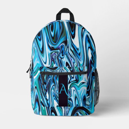Abstracte tinten van Blue Swirl Bedrukte Rugzak (Voorkant)
