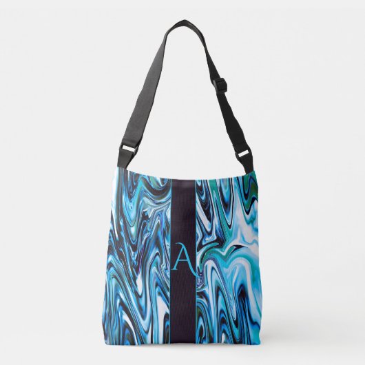 Abstracte tinten van Blue Swirl Crossbody Tas (Voorkant)