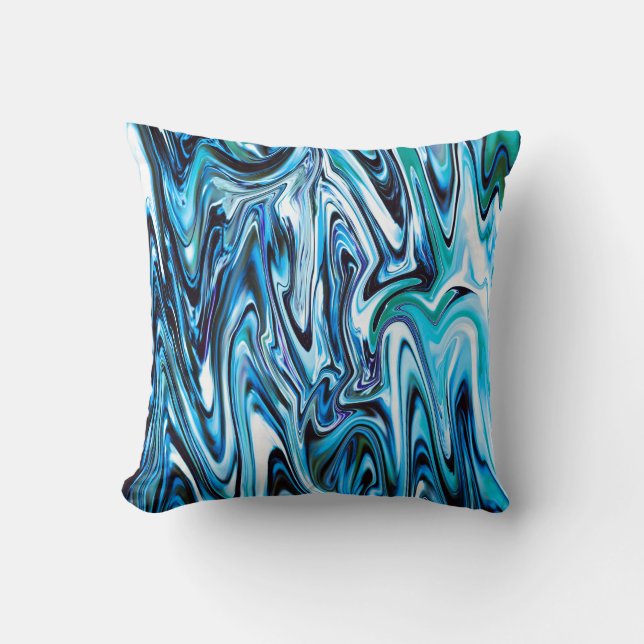 Abstracte tinten van Blue Swirl Kussen (Voorkant)
