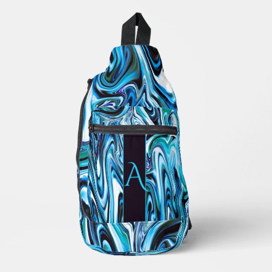 Abstracte tinten van Blue Swirl Sling Bag (Voorkant)