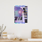 Abstracte Toetsenborden en Strepen Poster (Keuken)