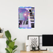 Abstracte Toetsenborden en Strepen Poster (Thuiskantoor)