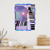 Abstracte toetsenborden en strepen poster (Keuken)
