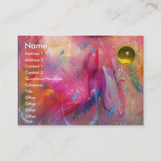 ABSTRACTE TOPAZ, lichtrood, lichtblauw, geel Visitekaartje (Voorkant)