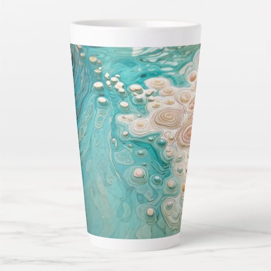 Abstracte topografische oceaan kunst latte mok (Voorkant)