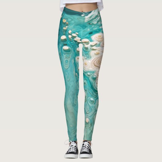 Abstracte topografische oceaan kunst leggings (Voorkant)