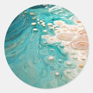 Abstracte topografische oceaan kunst ronde sticker