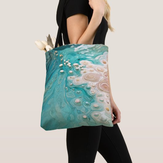 Abstracte topografische oceaan kunst tote bag (Dichtbij)