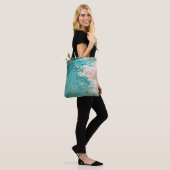 Abstracte topografische oceaan kunst tote bag (Op model)