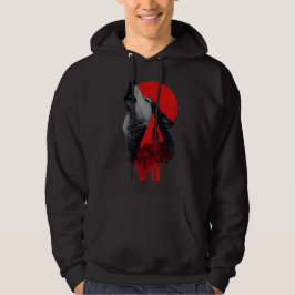Abstracte Trash Polka Huilende Wolf Stadssilhouet Hoodie