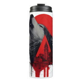 Abstracte Trash Polka Huilende Wolf Thermische Tum Thermosbeker