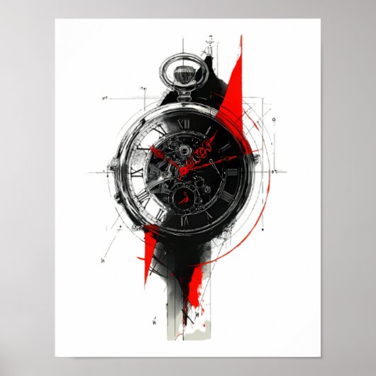 Abstracte Trash Polka Zakhorloge Poster (Voorkant)