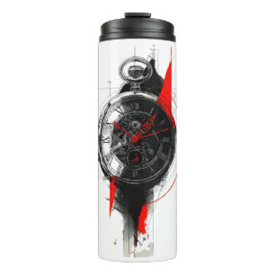Abstracte Trash Polka Zakhorloge Thermische Tumble Thermosbeker