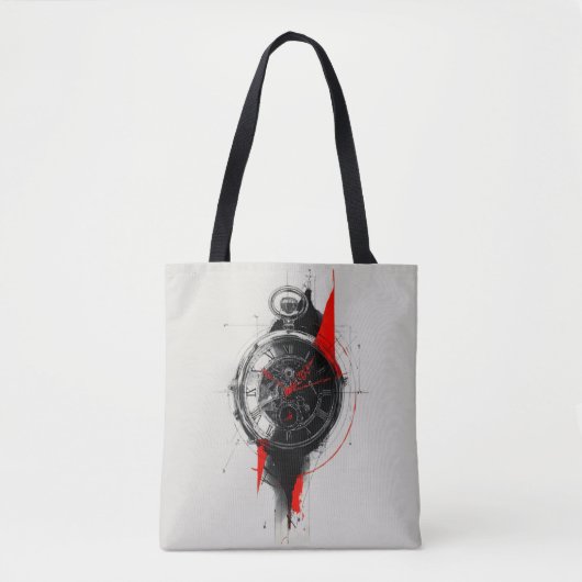 Abstracte Trash Polka Zakhorloge Tote Tas (Voorkant)
