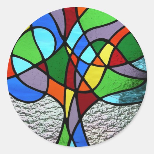 Abstracte Tree of Life-Sticker Ronde Sticker (Voorkant)