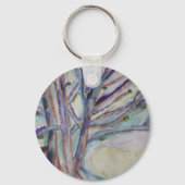 Abstracte Trees Button Key Ring Sleutelhanger (Voorkant)