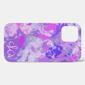 Abstracte Trendy Camo Pink Paars Blue Heart Case-Mate iPhone Case (Achterkant (horizontaal))