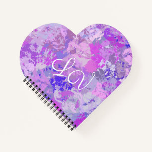 Abstracte Trendy Camo Pink Paars Blue Heart Notitieboek