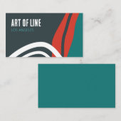 Abstracte trendy lijnkunst in blauw rood en wit visitekaartje (Voorkant / Achterkant)