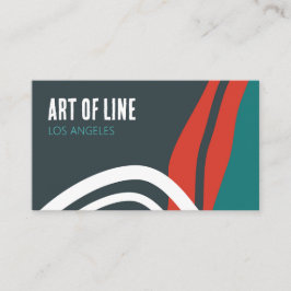 Abstracte trendy lijnkunst in blauw rood en wit visitekaartje