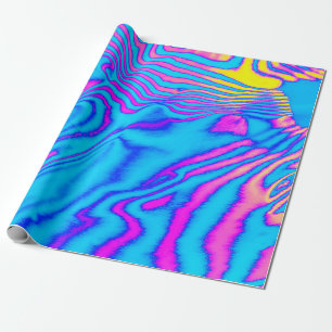 Abstracte trendy neon-kleurige psychedelische fluo cadeaupapier