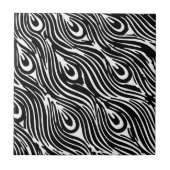 Abstracte trendy veren zwart wit print tegeltje (Voorkant)