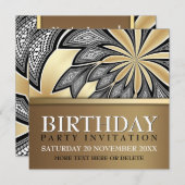 Abstracte Tribal Golden Birthday Party Uitnodiging (Voorkant / Achterkant)