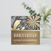 Abstracte Tribal Golden Birthday Party Uitnodiging (Staand voorkant)