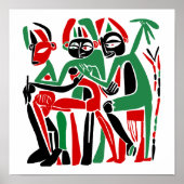 Abstracte Tribal Healing Figures Poster (Voorkant)