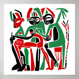 Abstracte Tribal Healing Figures Poster