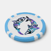 Abstracte tribale haaien cirkelen pokerchips (Enkel)