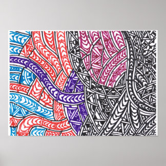 Abstracte tribale ritmes in stroom poster
