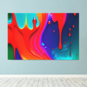 Abstracte trilkleurige drip canvas afdruk (Insitu (Houten vloer))