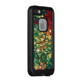 Abstracte trillende rode gouden sterren monogram LifeProof iPhone hoesje (Achterkant / rechts)