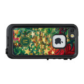 Abstracte trillende rode gouden sterren monogram LifeProof iPhone hoesje (Achterkant (horizontaal))