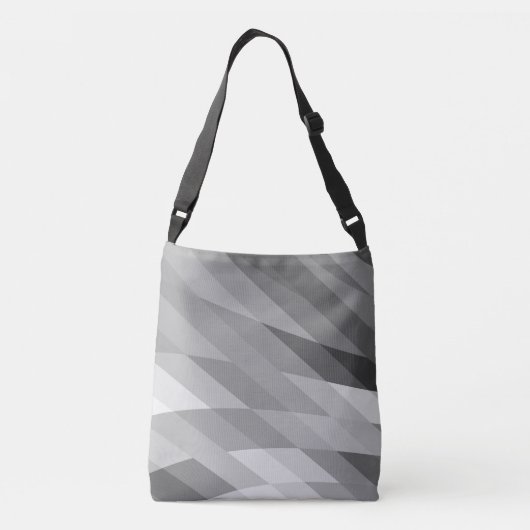 Abstracte trilling met zwarte en grijze geometrie crossbody tas (Achterkant)