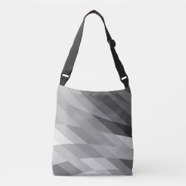 Abstracte trilling met zwarte en grijze geometrie crossbody tas